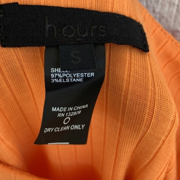 H:ours by Revolve Ribbed Orange Side Button Down Slit Bodycon Dress sz S - Picture 8 of 8